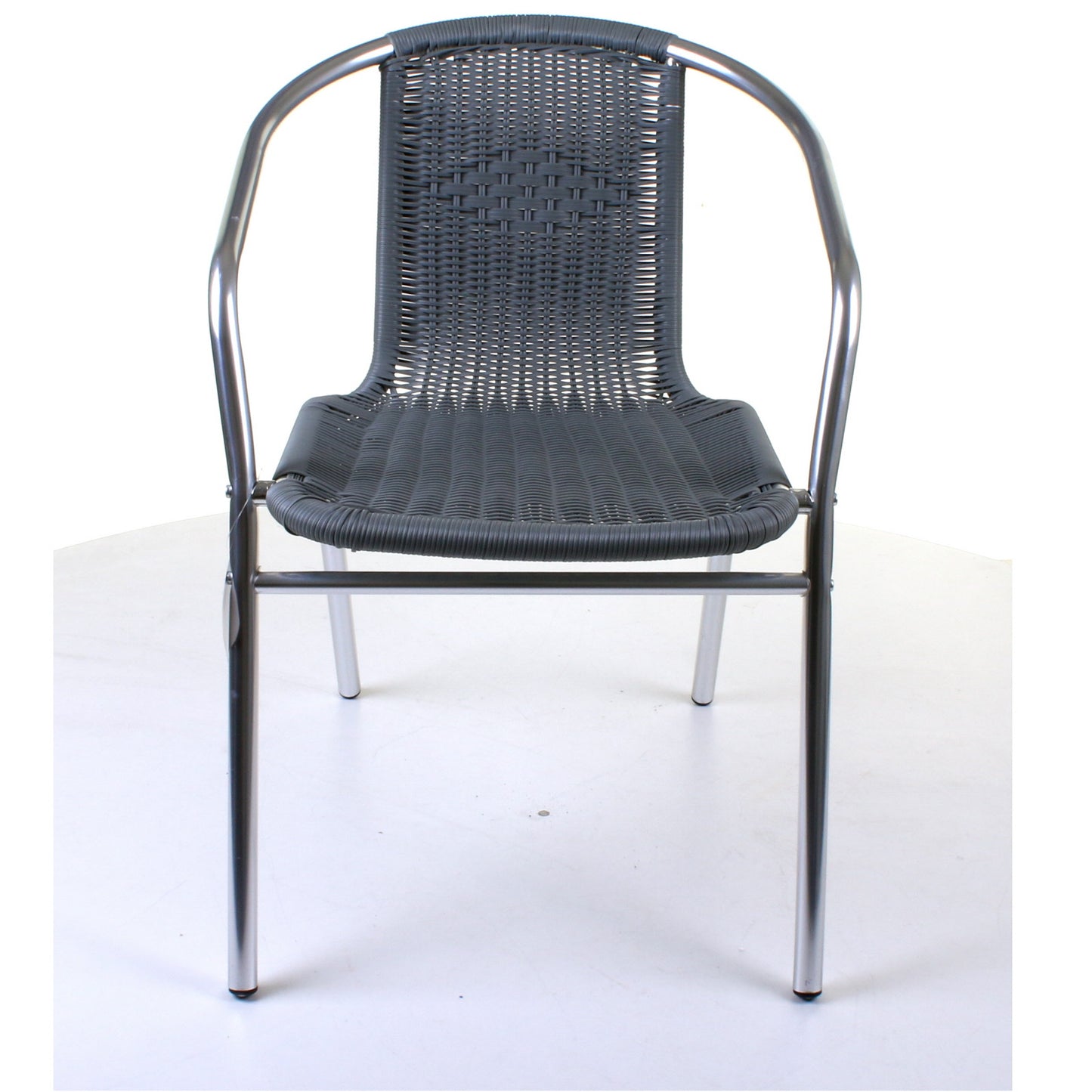 Grey Wicker Chrome Bistro Chair
