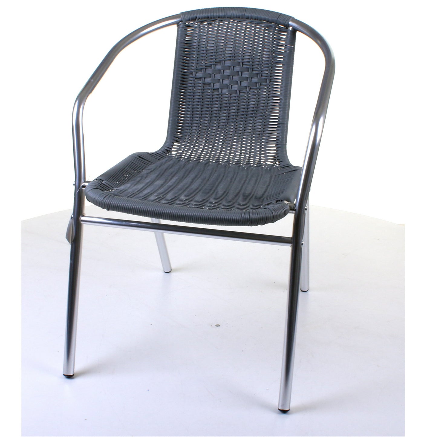 Grey Wicker Chrome Bistro Chair