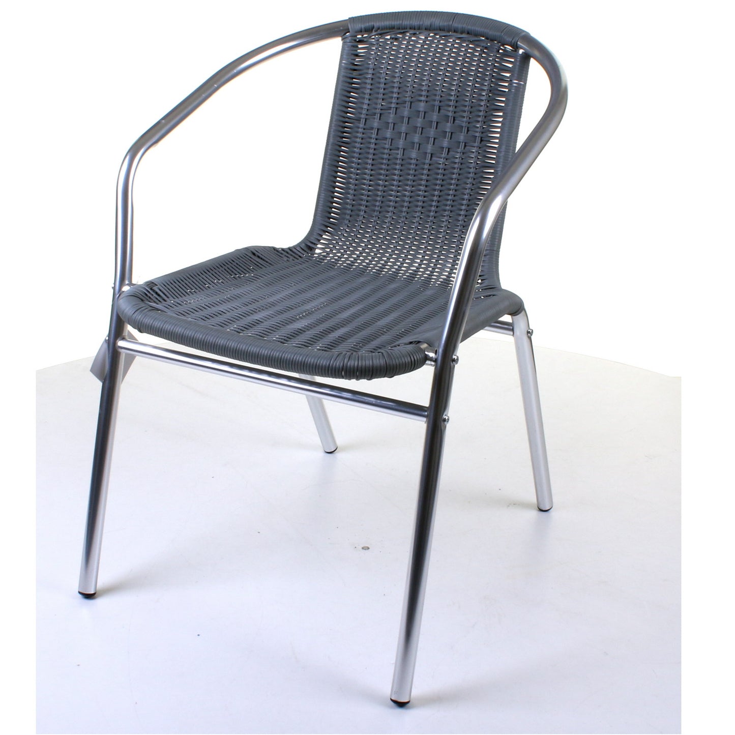 Grey Wicker Chrome Bistro Chair