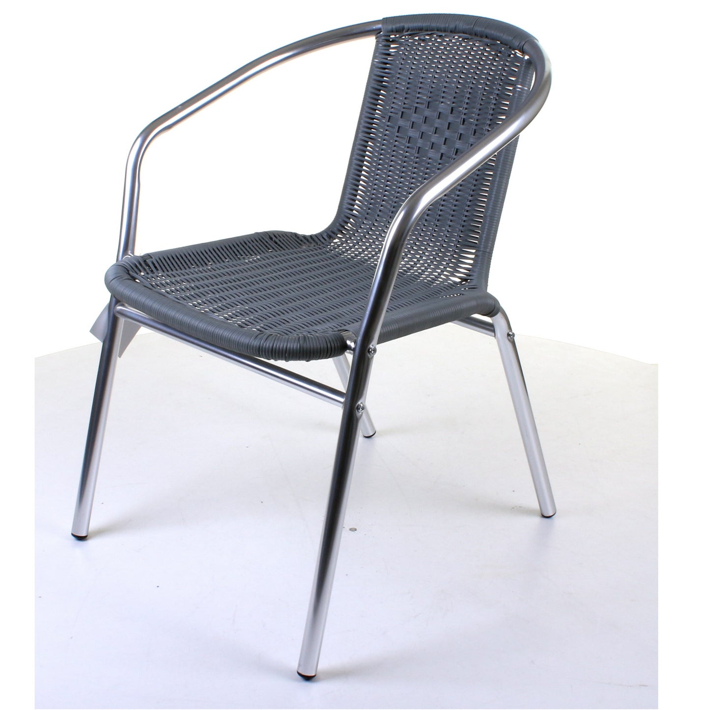 Grey Wicker Chrome Bistro Chair