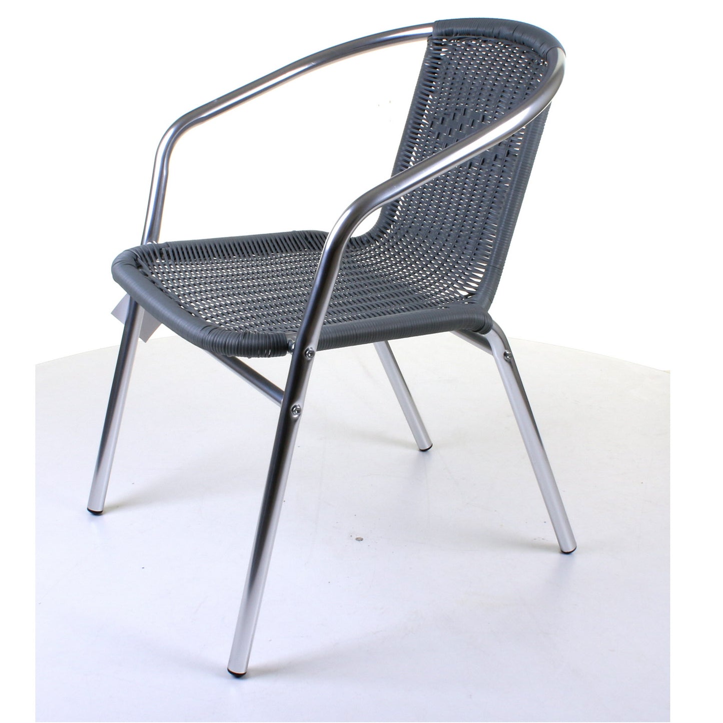 Grey Wicker Chrome Bistro Chair