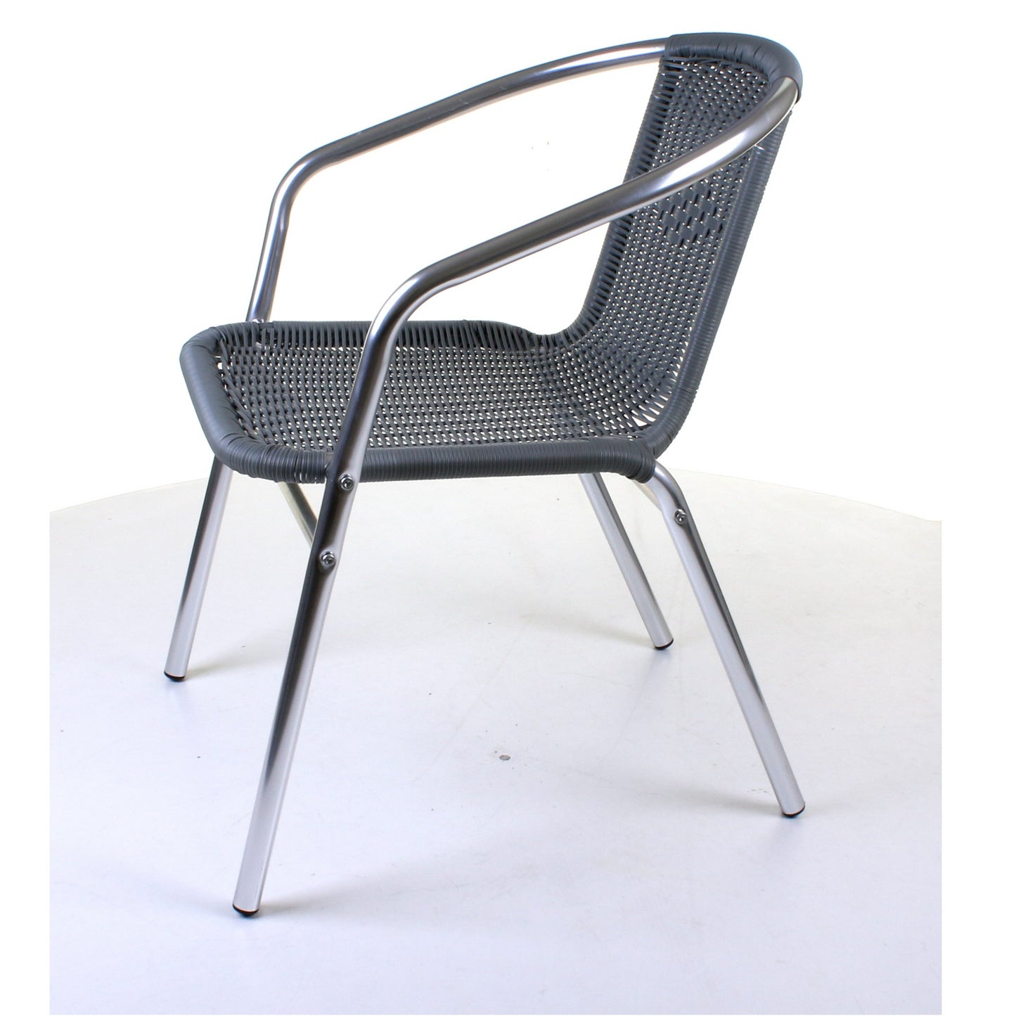 Grey Wicker Chrome Bistro Chair