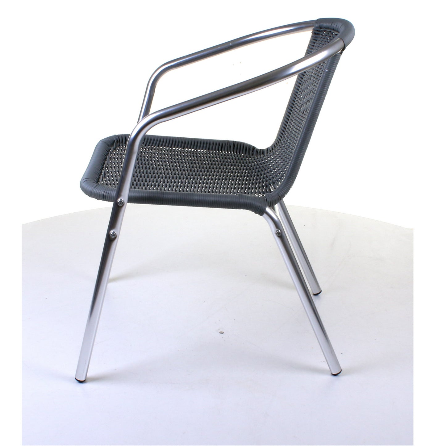 Grey Wicker Chrome Bistro Chair
