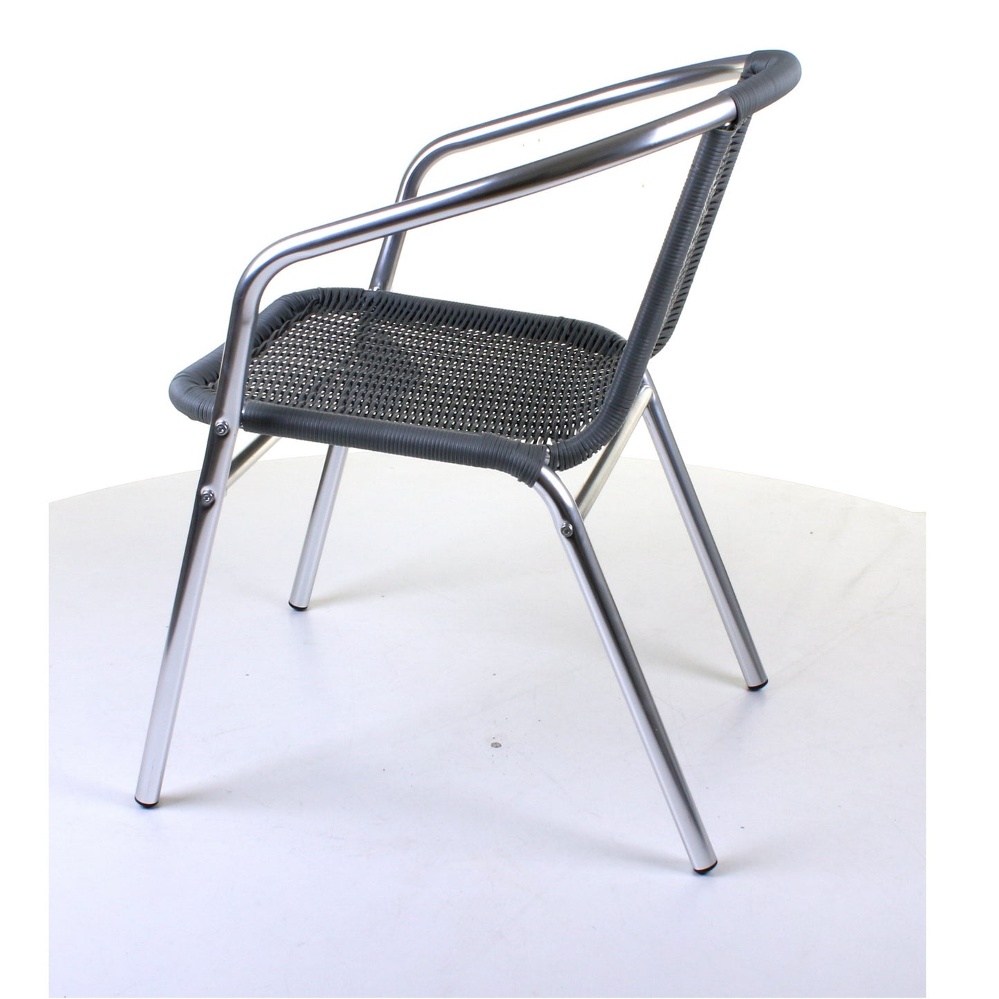 Grey Wicker Chrome Bistro Chair