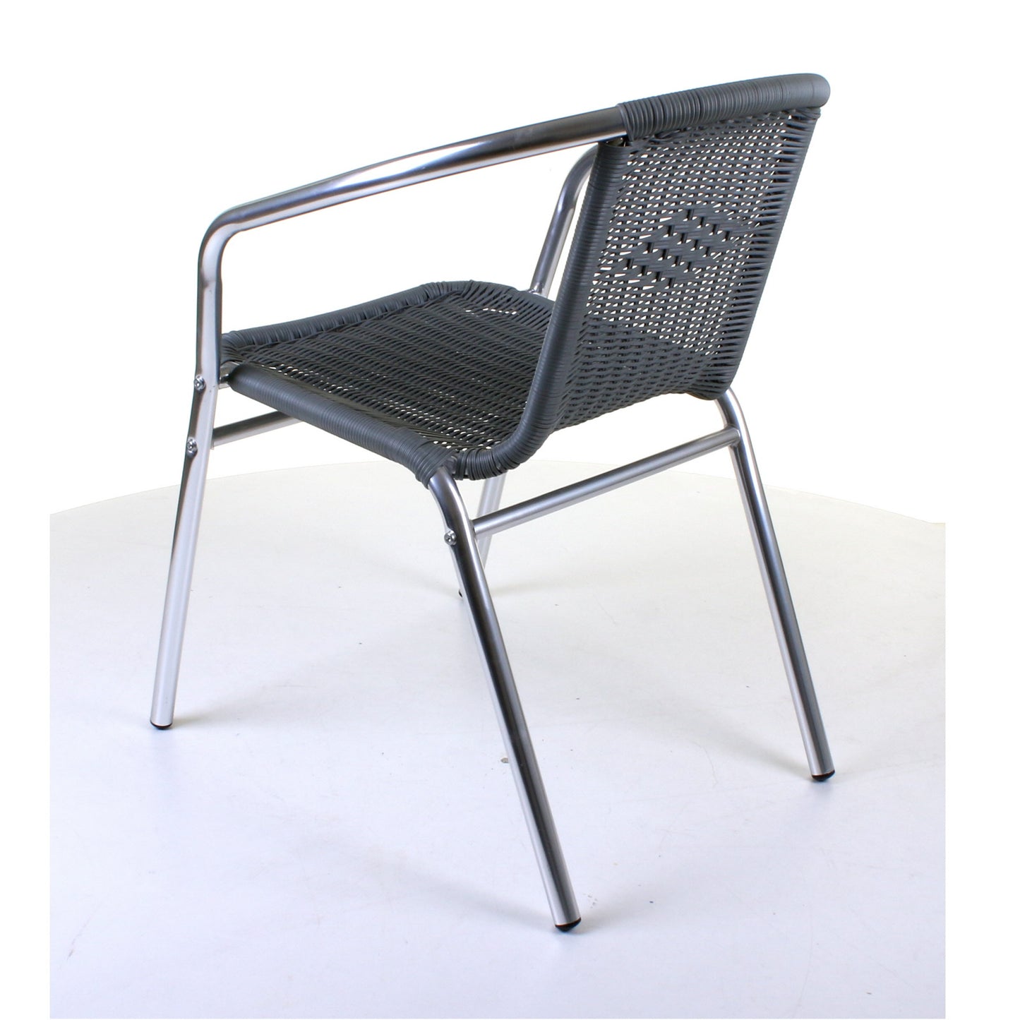 Grey Wicker Chrome Bistro Chair
