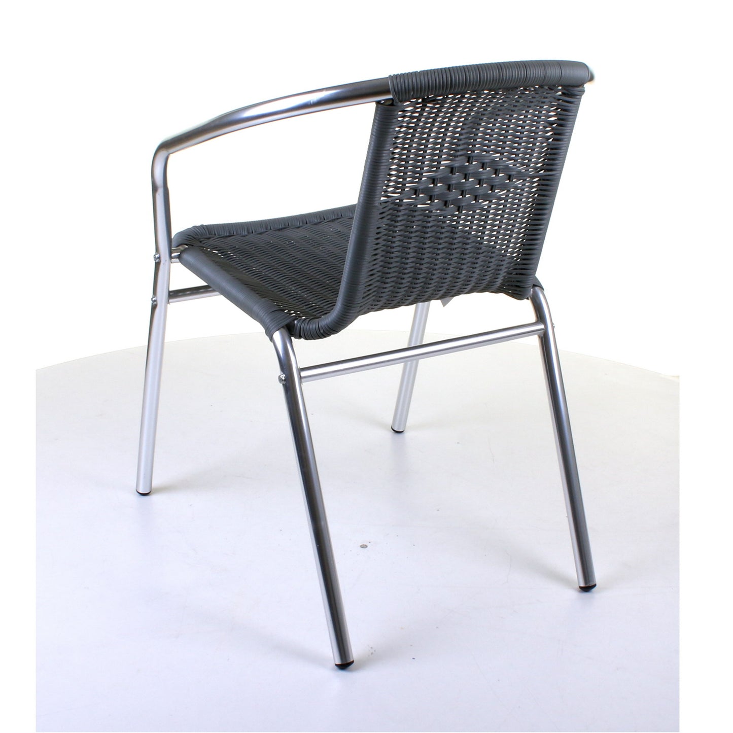 Grey Wicker Chrome Bistro Chair