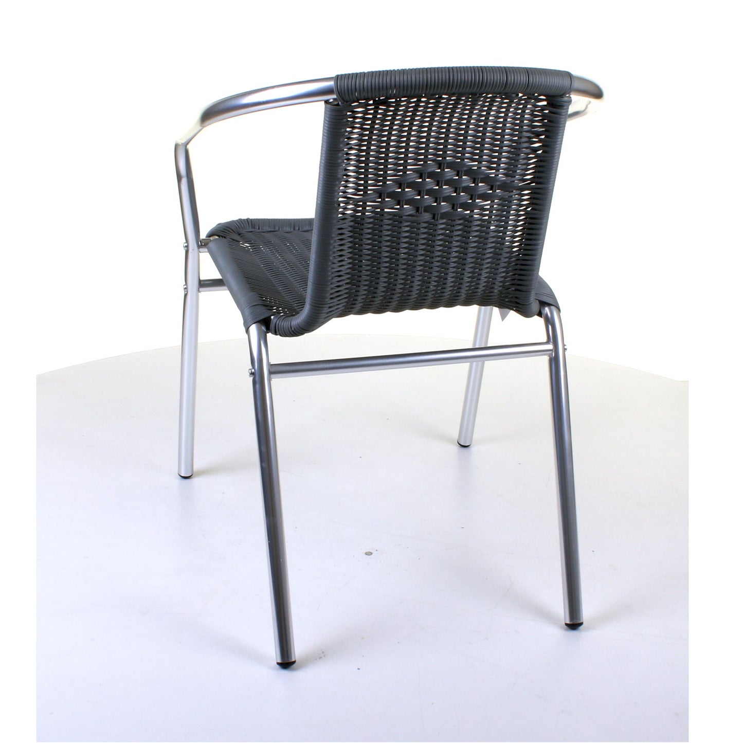 Grey Wicker Chrome Bistro Chair