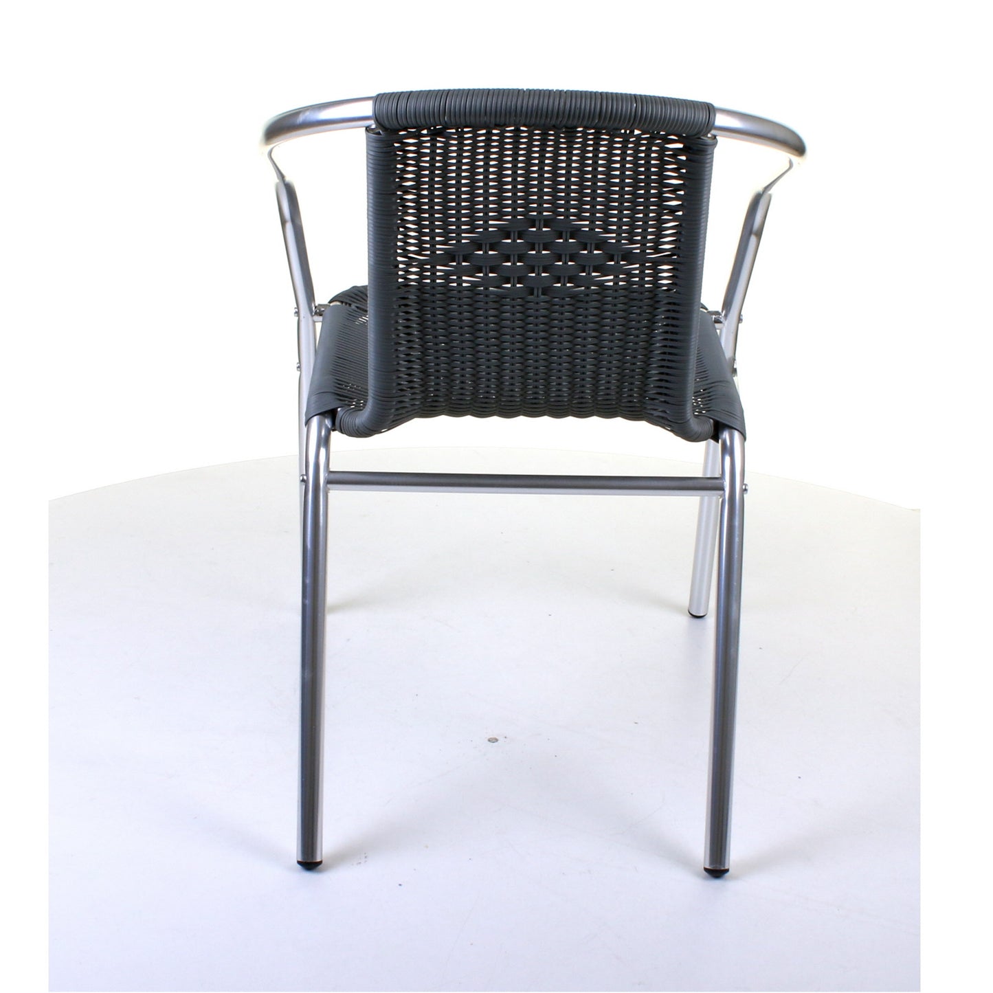 Grey Wicker Chrome Bistro Chair
