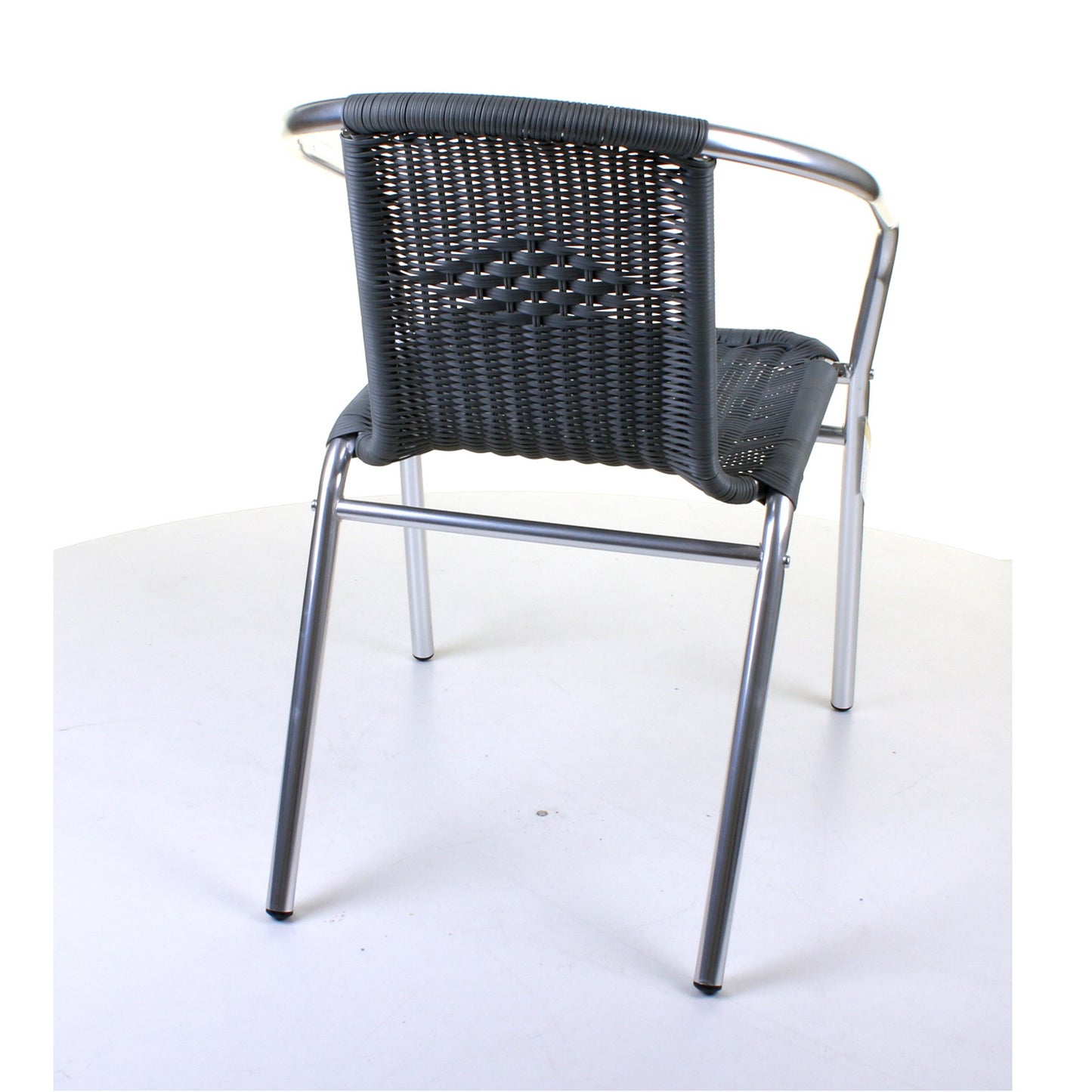Grey Wicker Chrome Bistro Chair