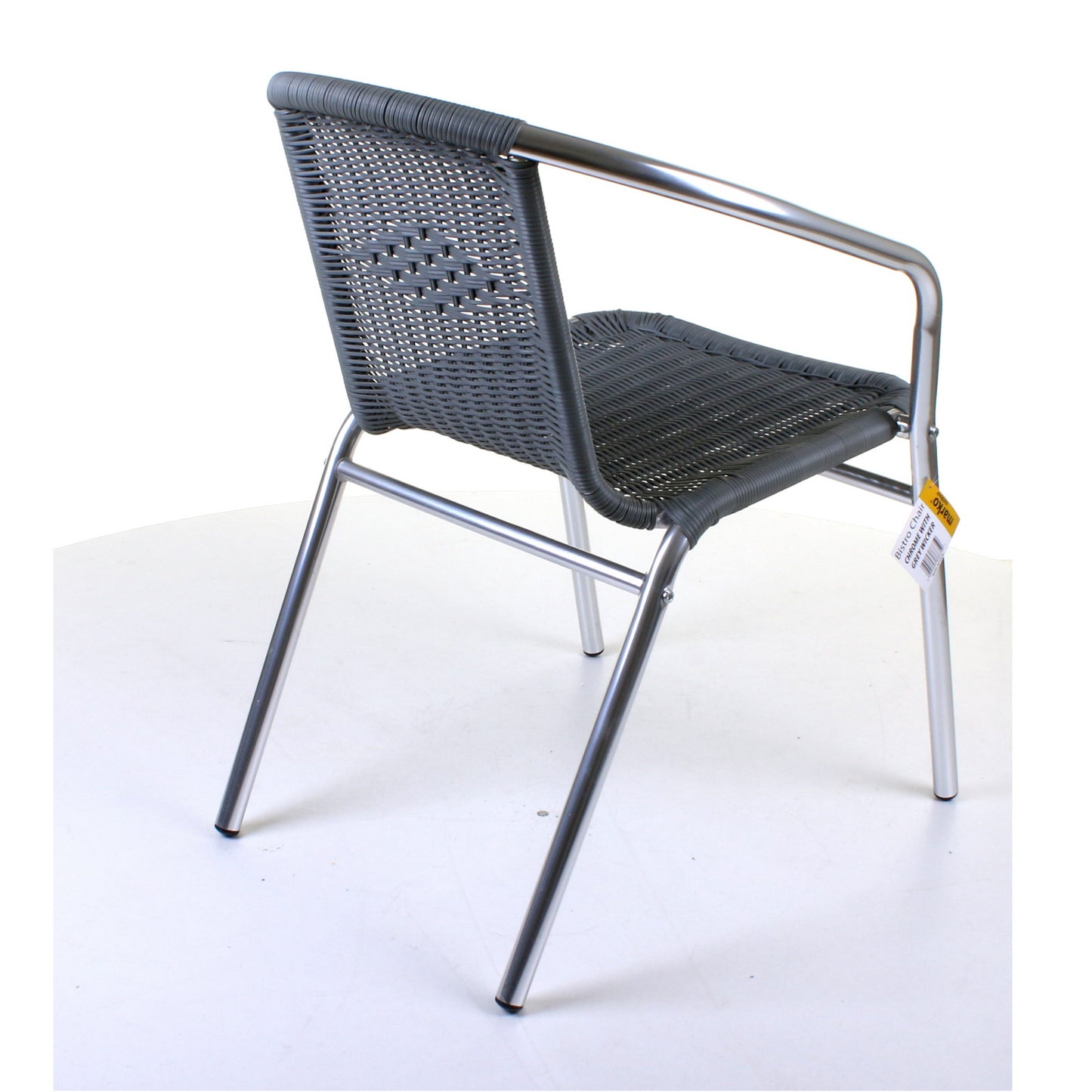 Grey Wicker Chrome Bistro Chair