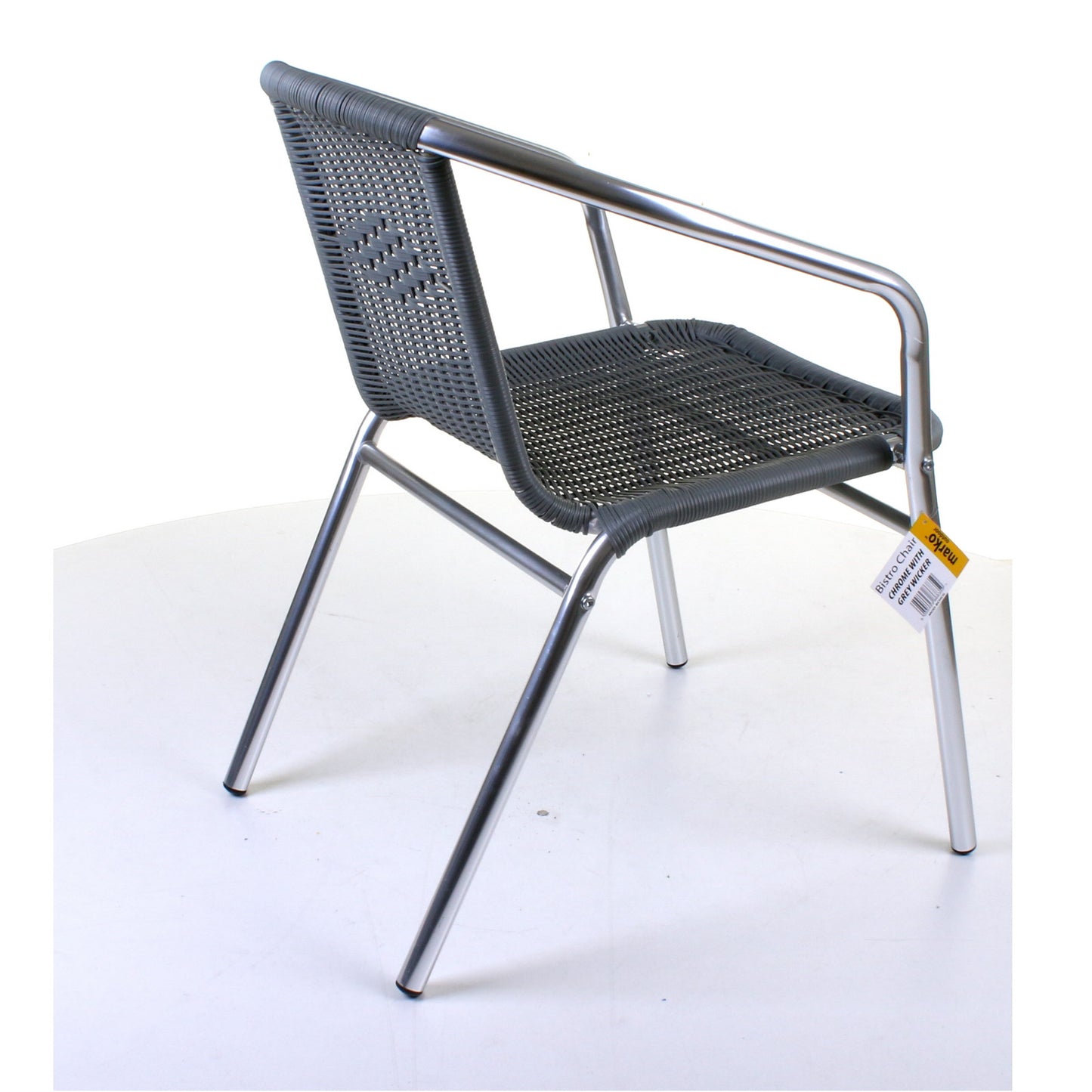 Grey Wicker Chrome Bistro Chair