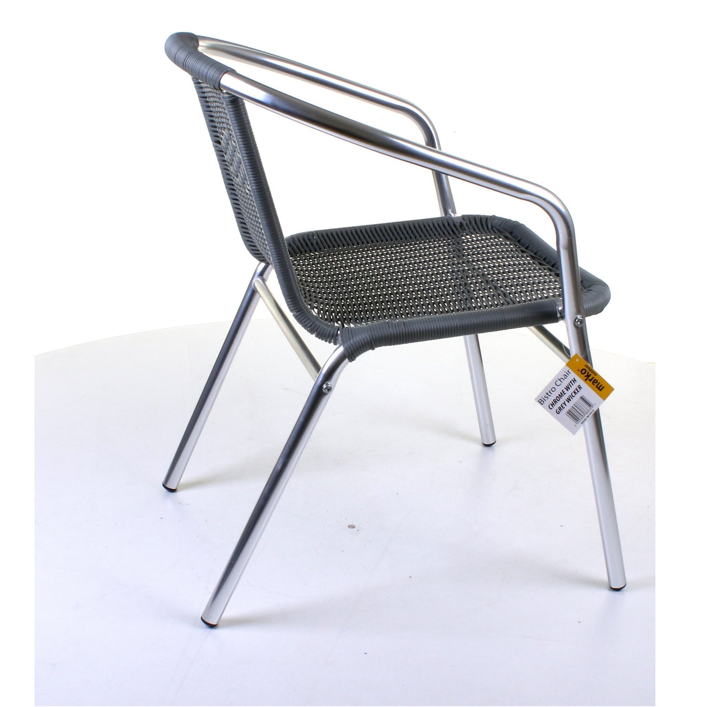 Grey Wicker Chrome Bistro Chair