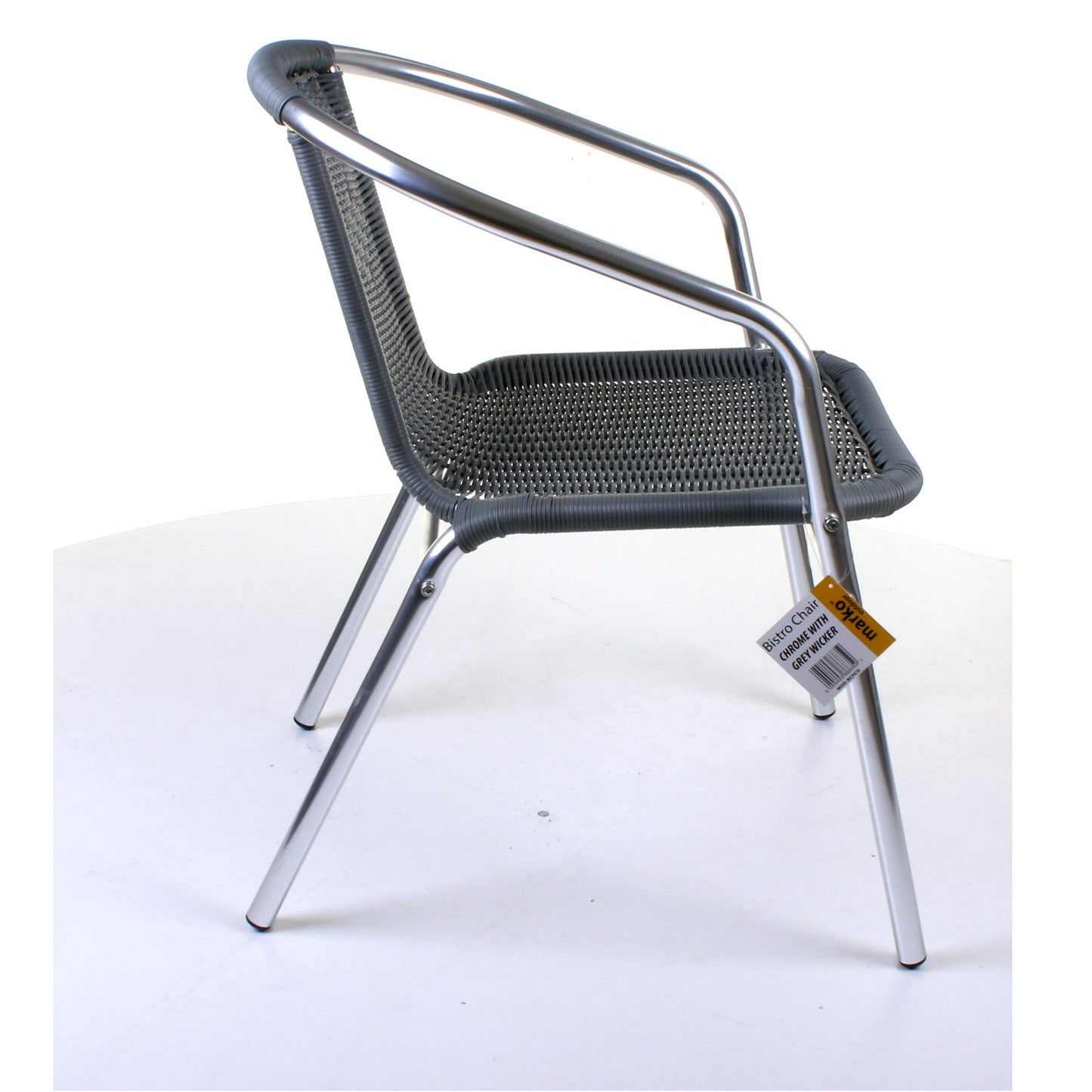 Grey Wicker Chrome Bistro Chair