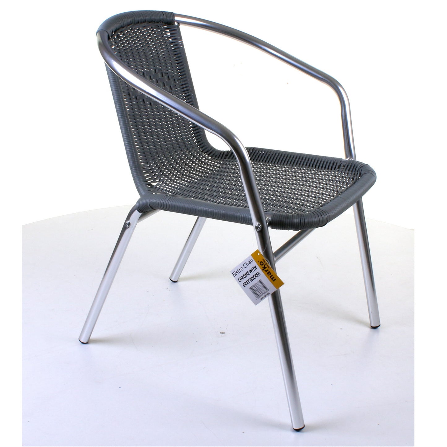 Grey Wicker Chrome Bistro Chair