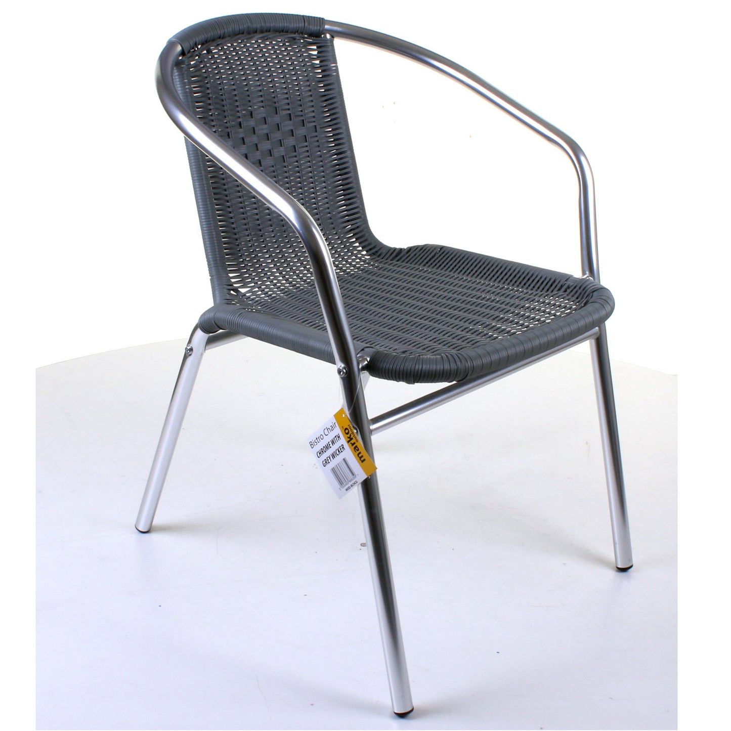 Grey Wicker Chrome Bistro Chair