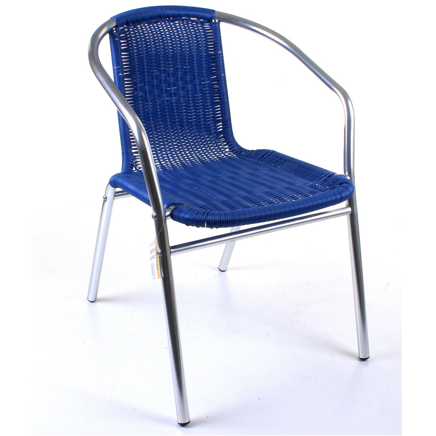 Blue Wicker Chrome Bistro Chair