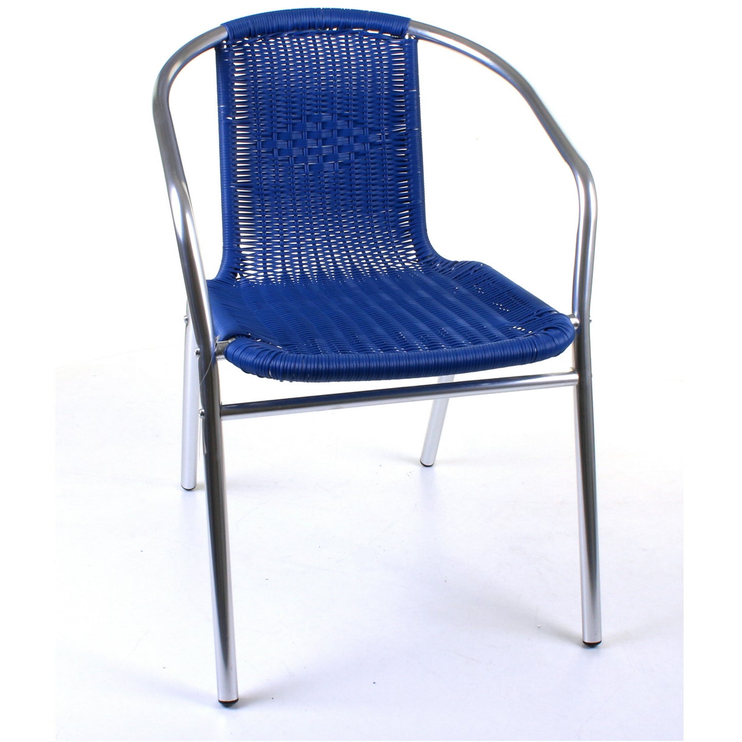 Blue Wicker Chrome Bistro Chair