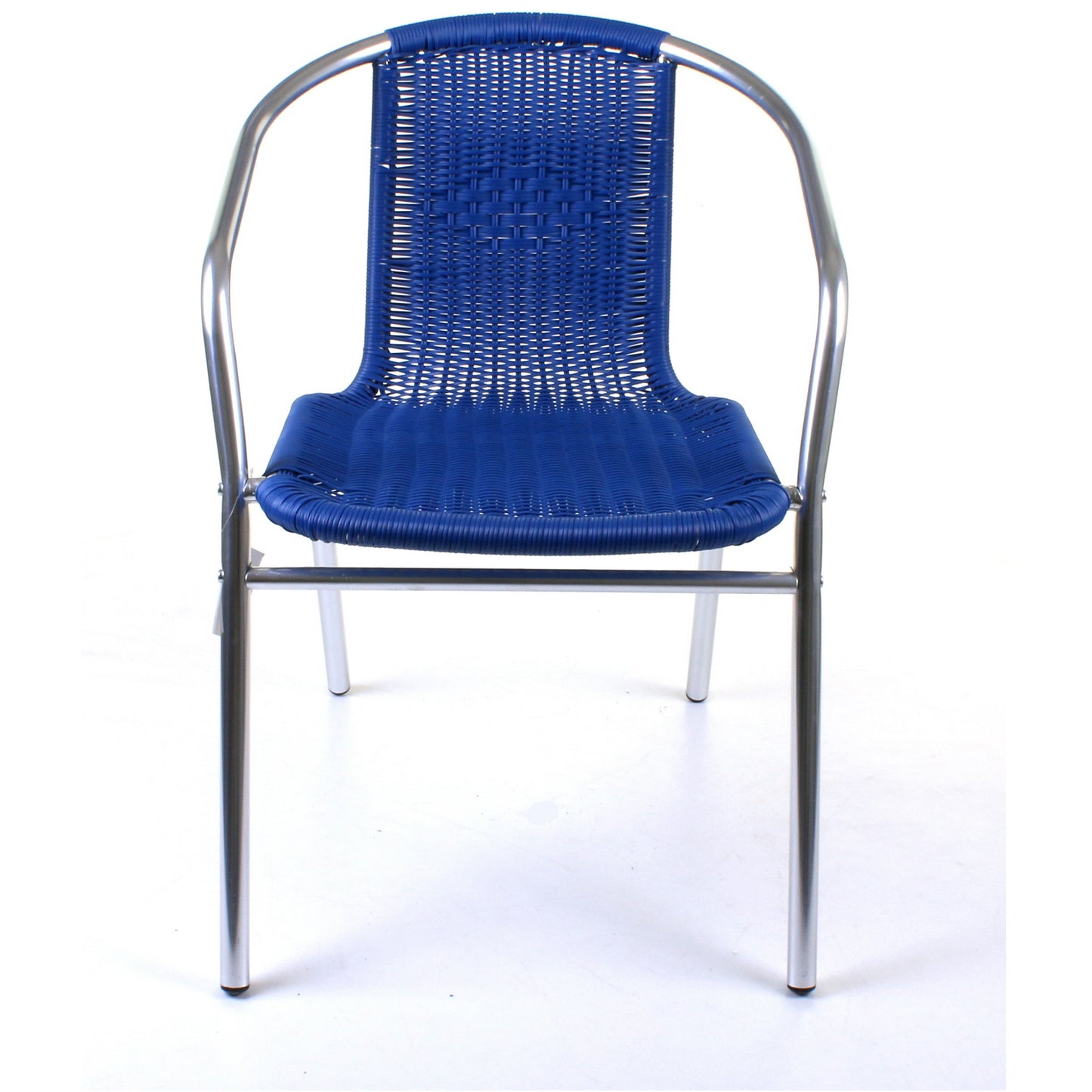Blue Wicker Chrome Bistro Chair