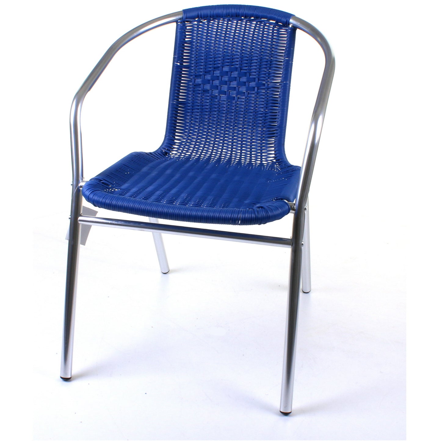 Blue Wicker Chrome Bistro Chair