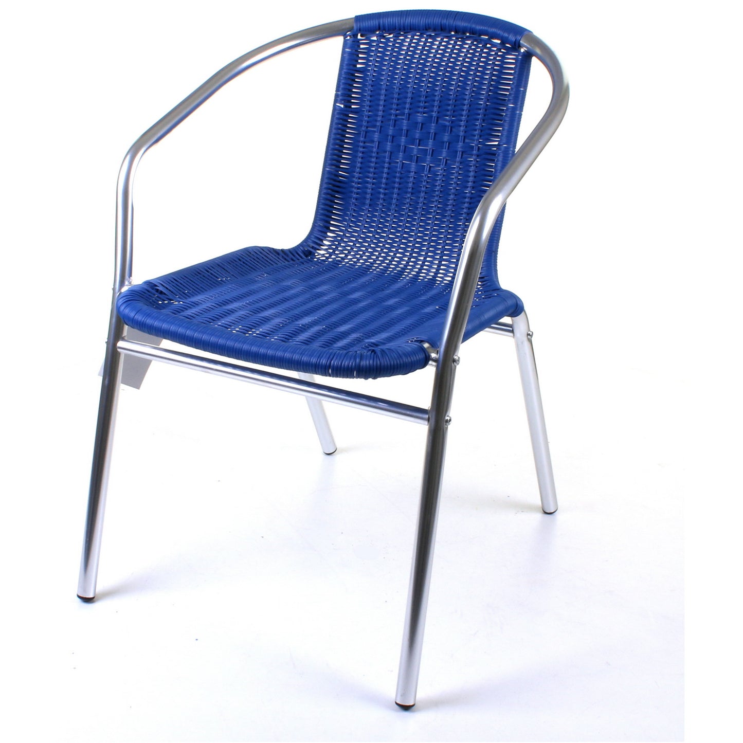 Blue Wicker Chrome Bistro Chair