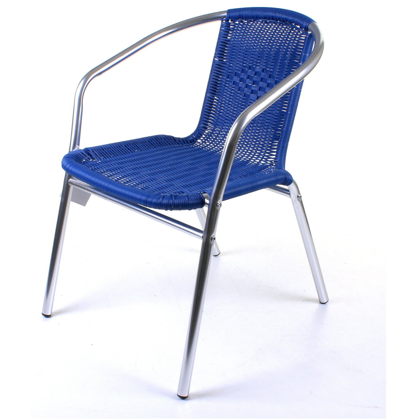 Blue Wicker Chrome Bistro Chair