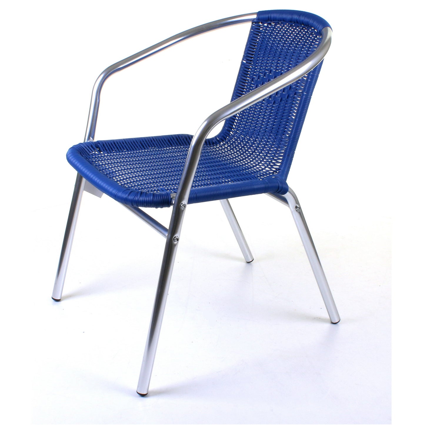 Blue Wicker Chrome Bistro Chair
