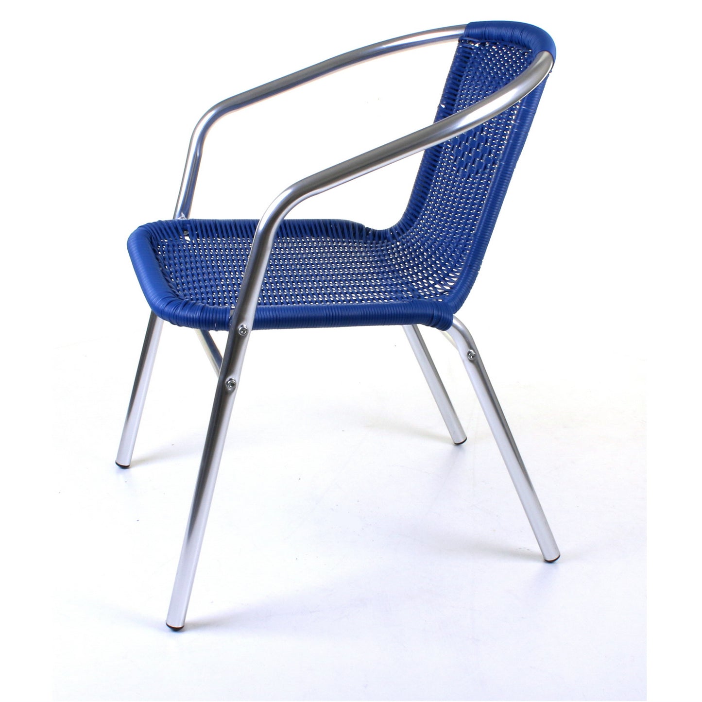 Blue Wicker Chrome Bistro Chair