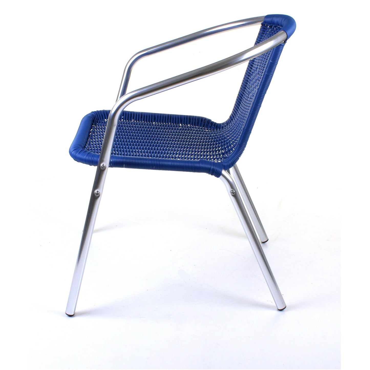Blue Wicker Chrome Bistro Chair