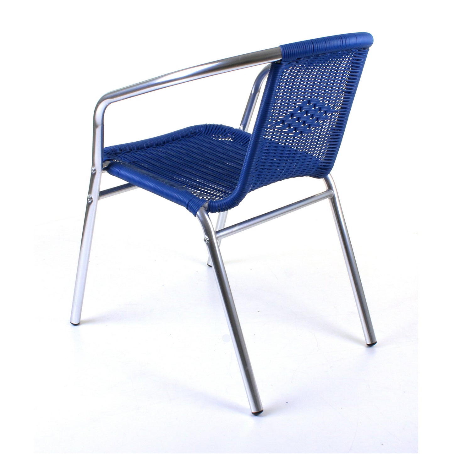 Blue Wicker Chrome Bistro Chair