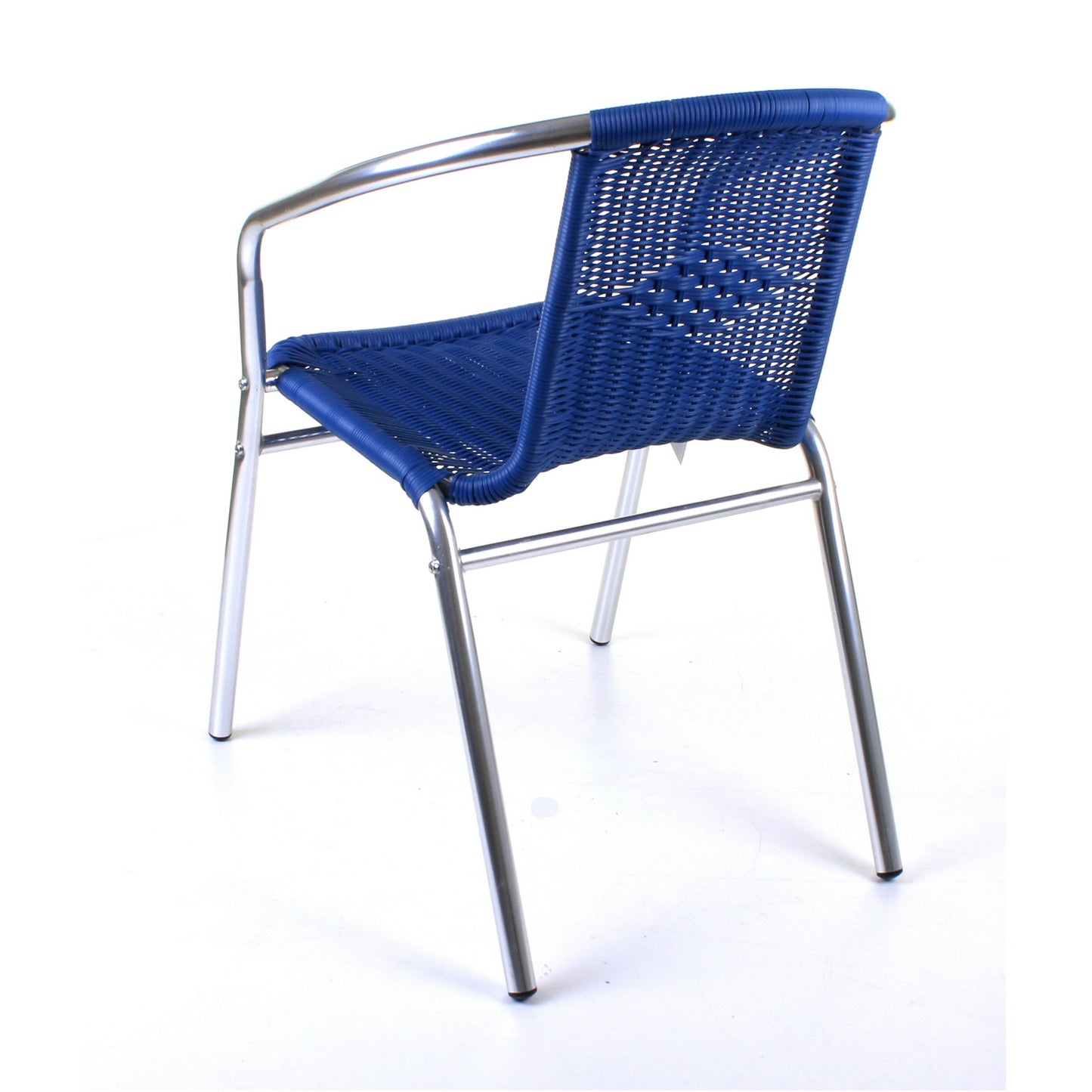 Blue Wicker Chrome Bistro Chair