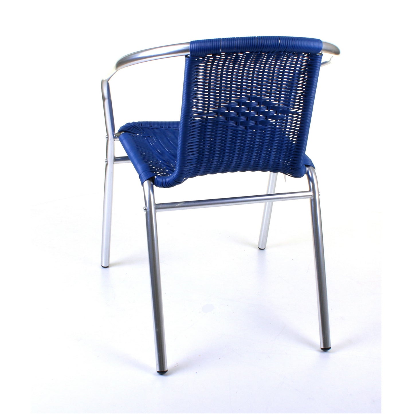 Blue Wicker Chrome Bistro Chair