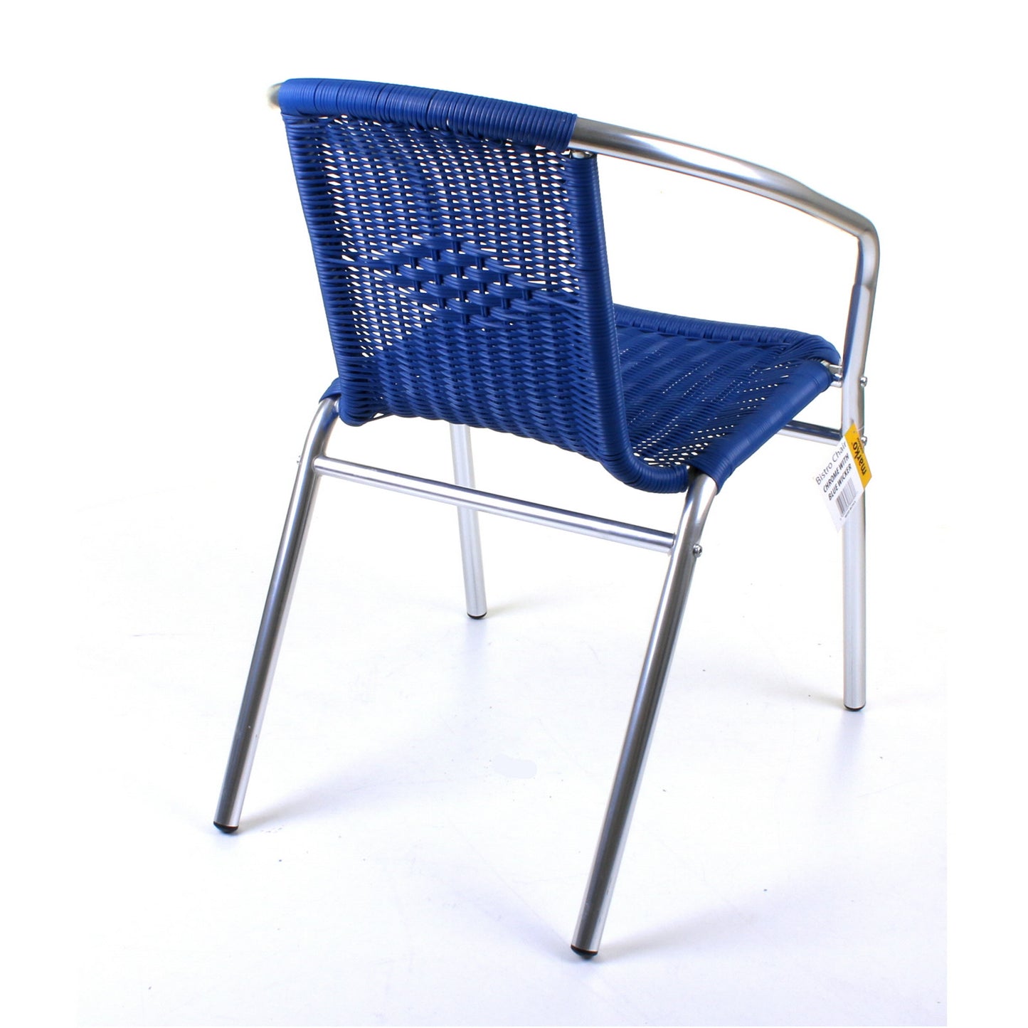 Blue Wicker Chrome Bistro Chair
