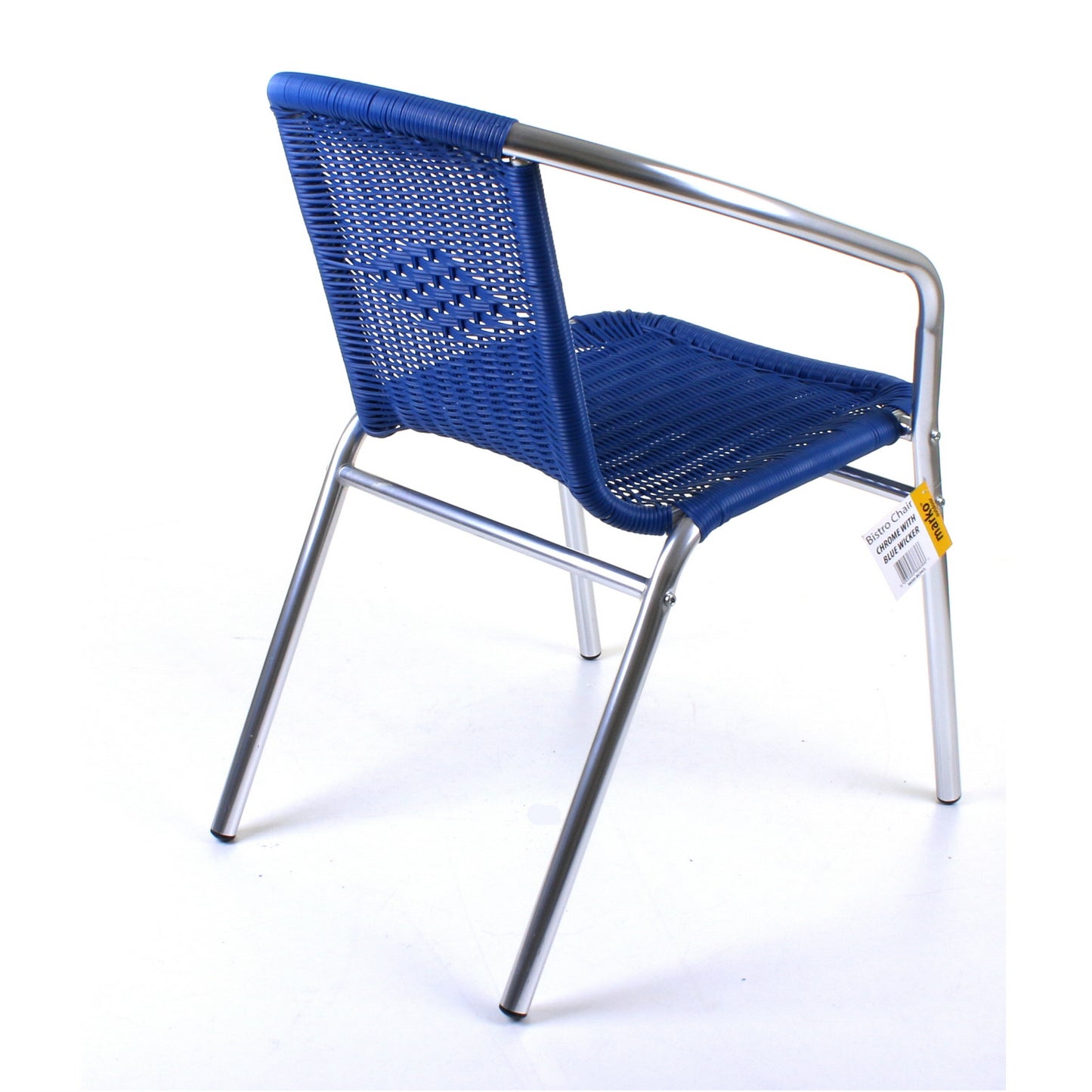 Blue Wicker Chrome Bistro Chair