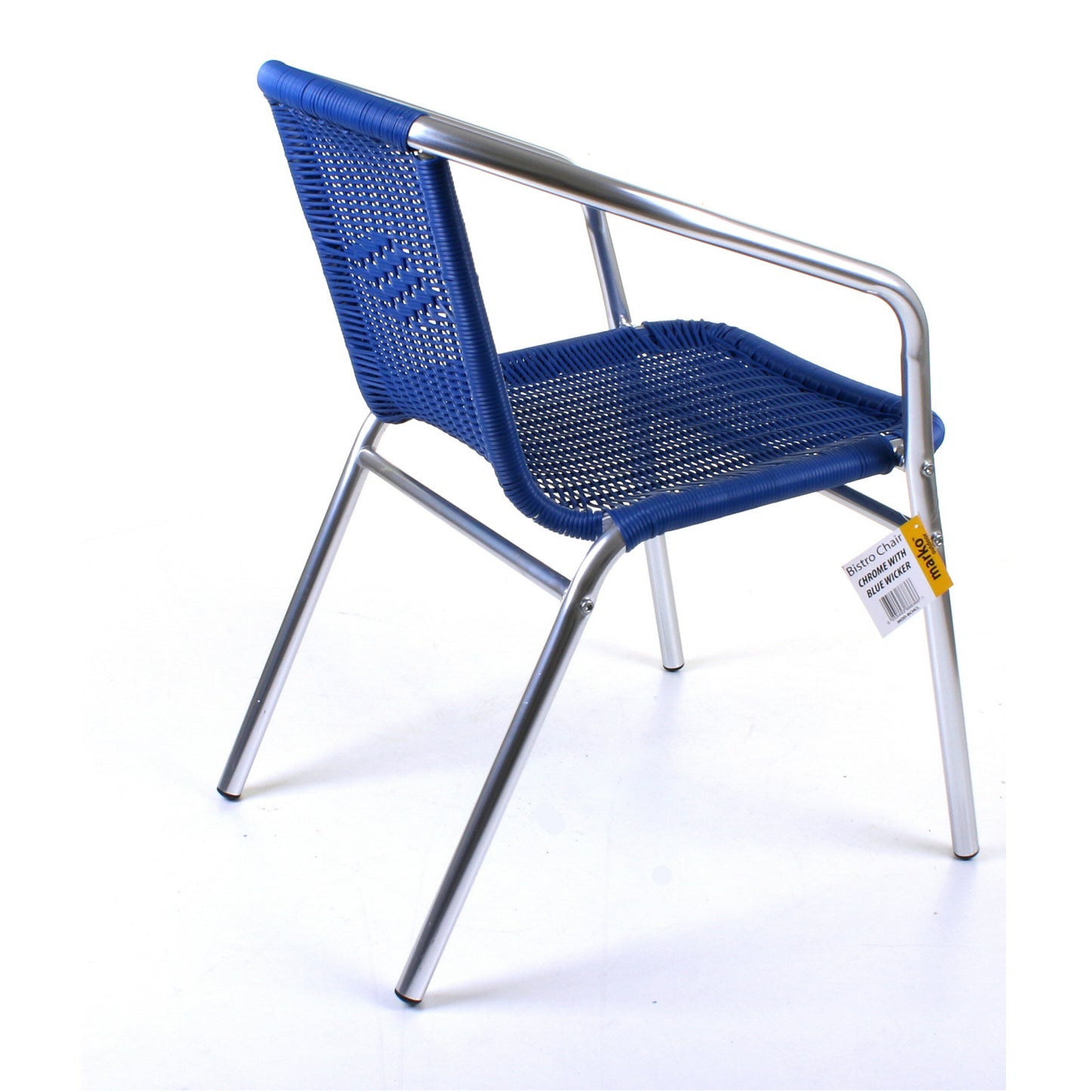 Blue Wicker Chrome Bistro Chair