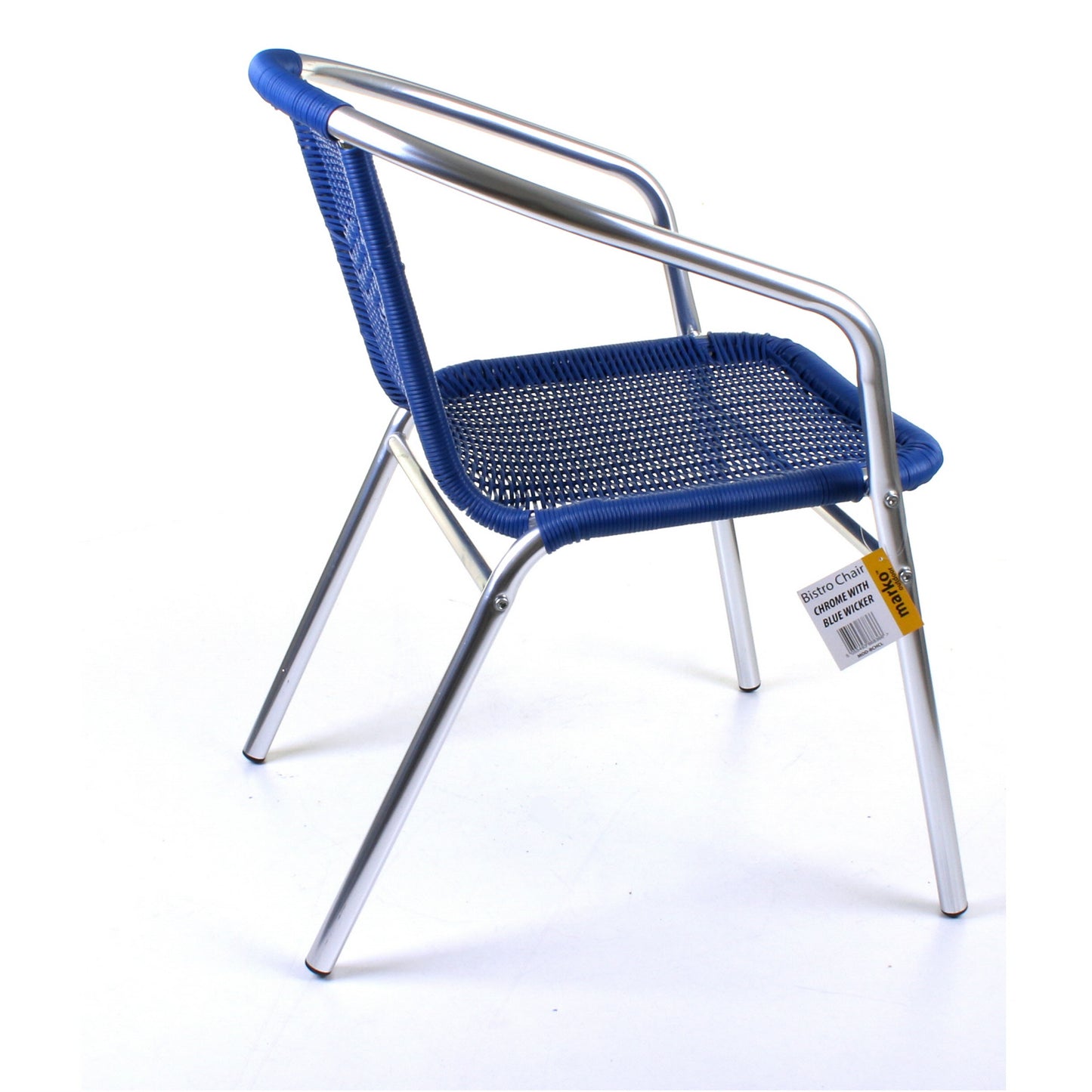 Blue Wicker Chrome Bistro Chair