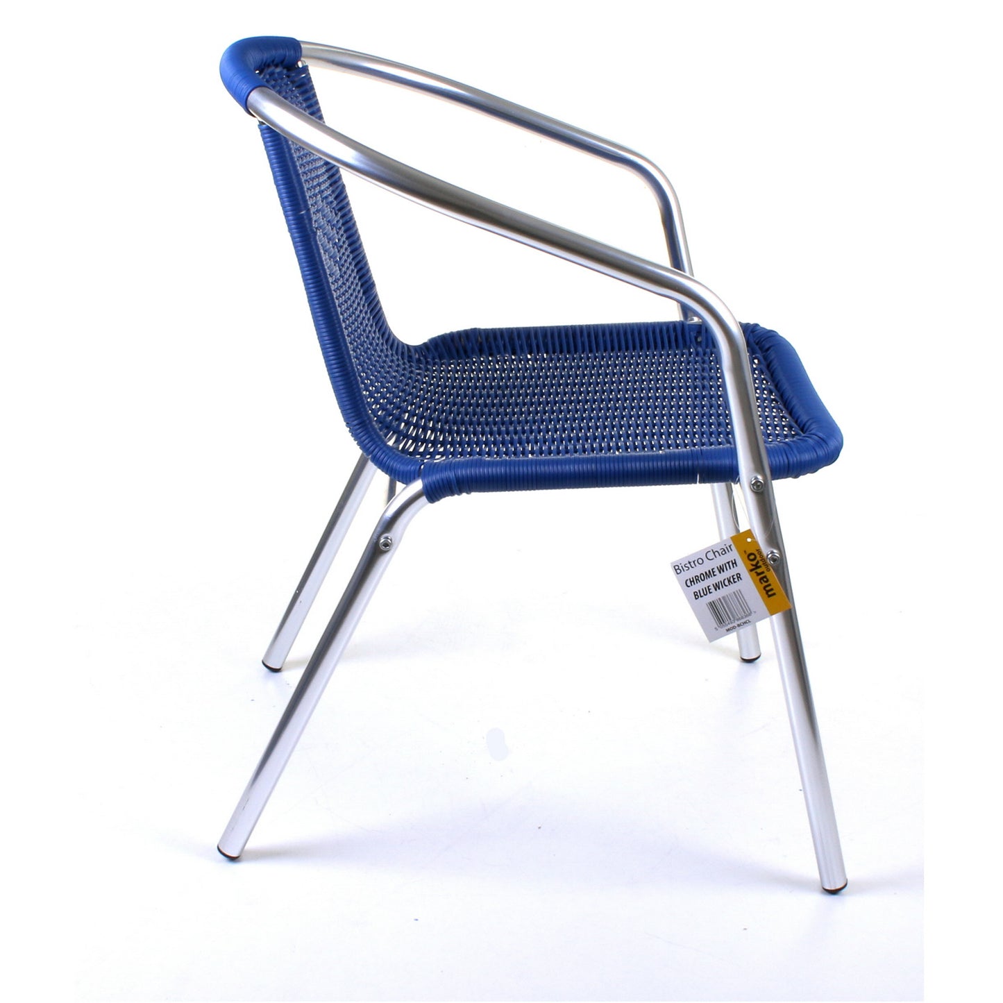 Blue Wicker Chrome Bistro Chair