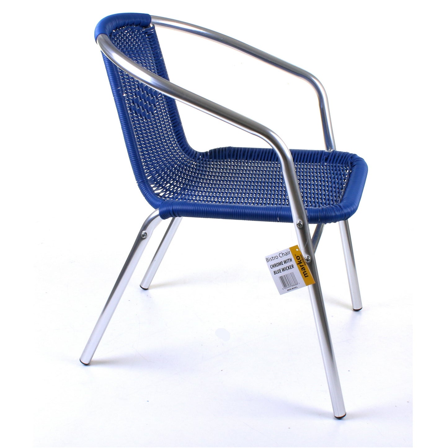 Blue Wicker Chrome Bistro Chair