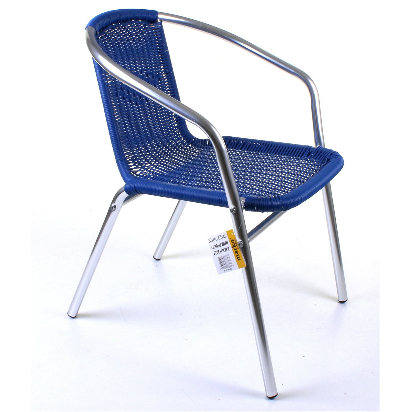 Blue Wicker Chrome Bistro Chair