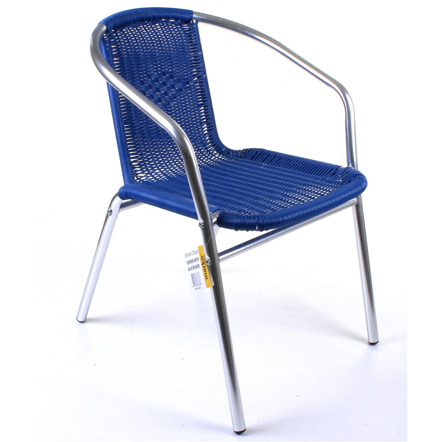 Blue Wicker Chrome Bistro Chair