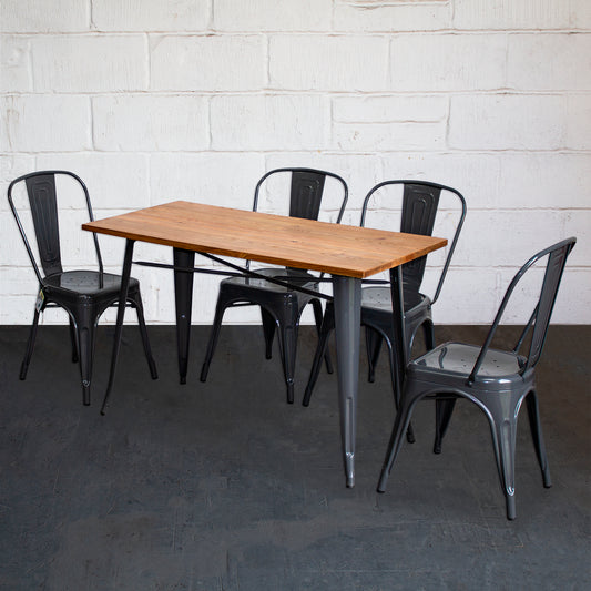 5PC Prato Table & 4 Siena Chairs Set - Graphite Grey