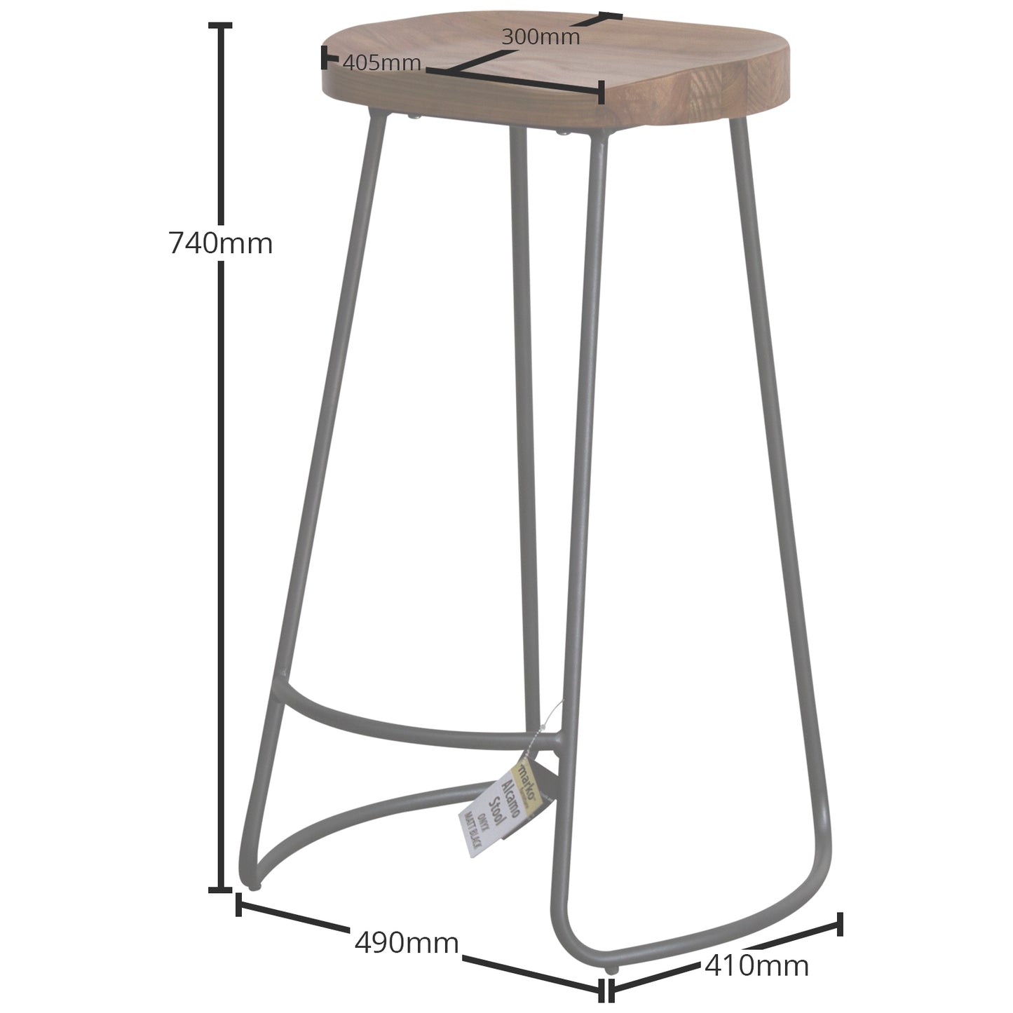 5PC Lodi Table & Alcamo Bar Stool Set - Onyx Matt Black