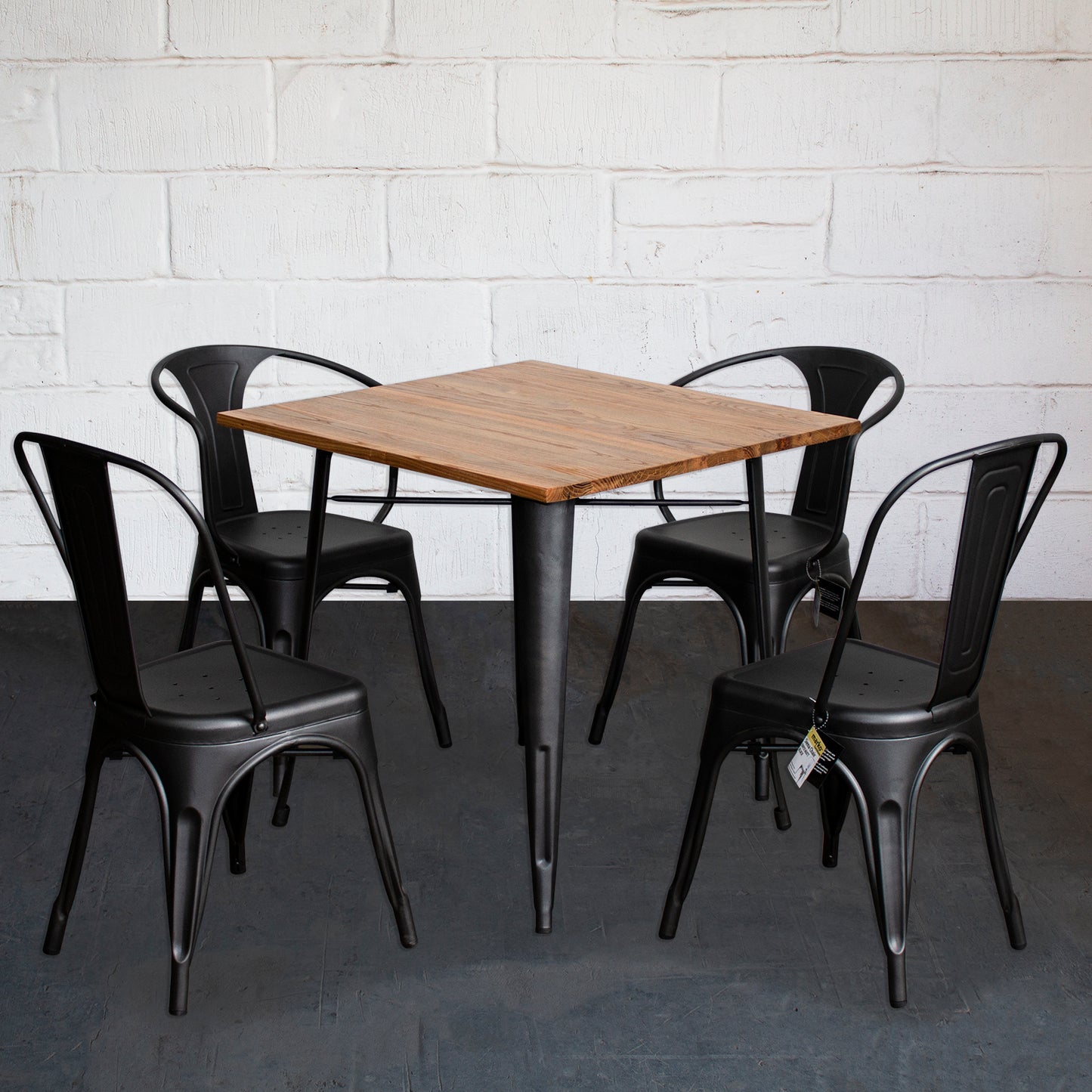 5PC Enna Table Forli & Siena Chairs Set - Onyx Matt Black