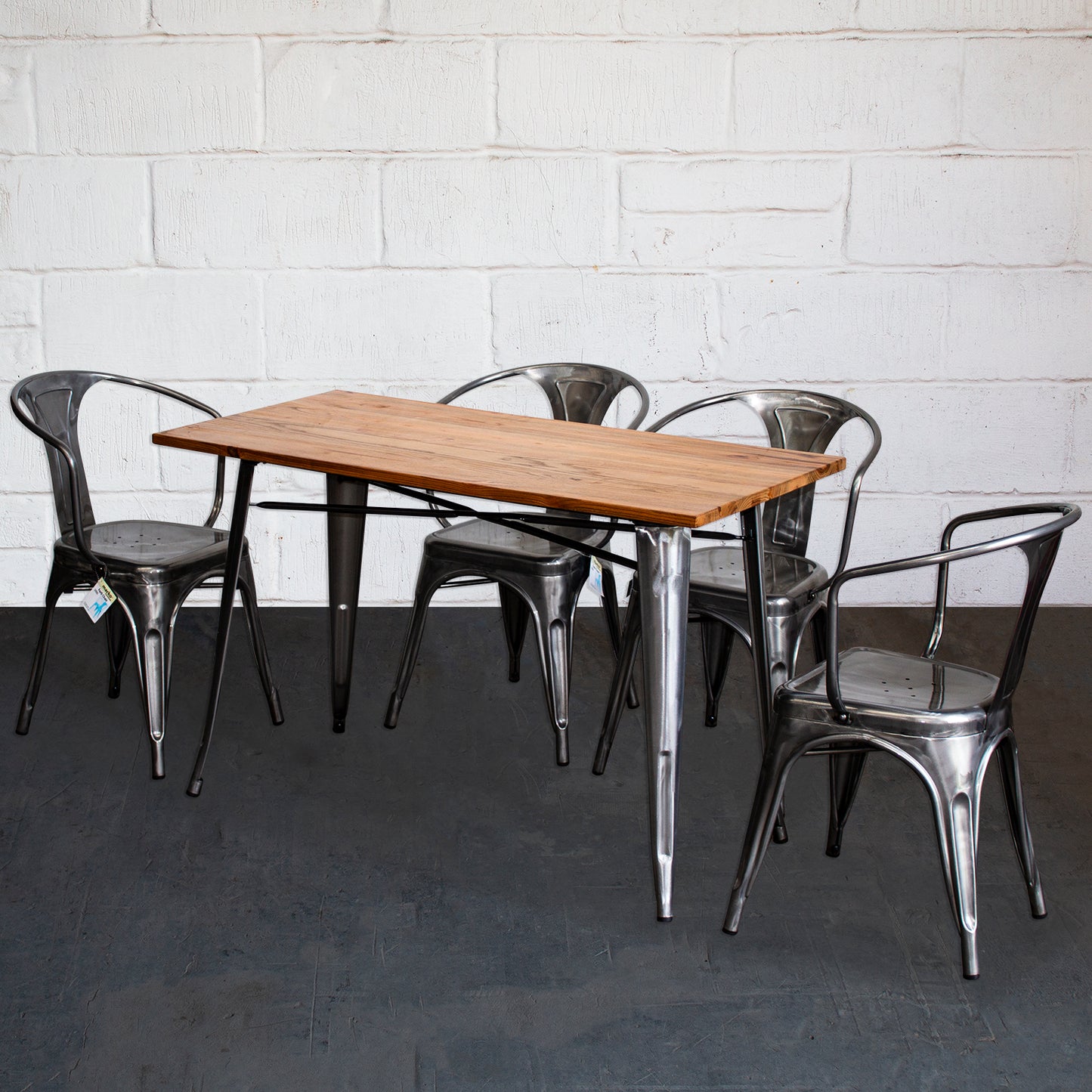 5PC Prato Table & 4 Forli Chairs Set - Steel