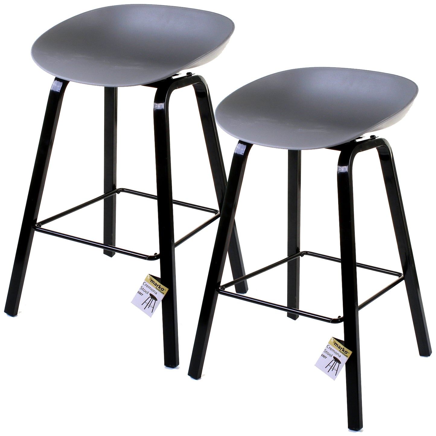 Cremona Bar Stool - Grey - Set of 2