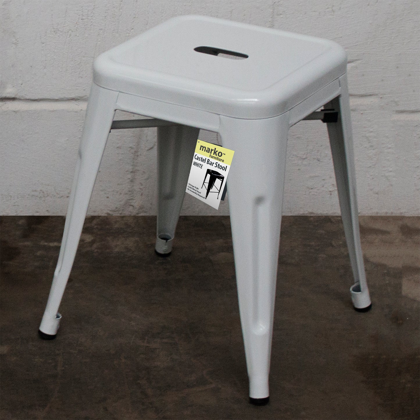 5PC Enna Table Siena Chair & Castel Stool Set - White