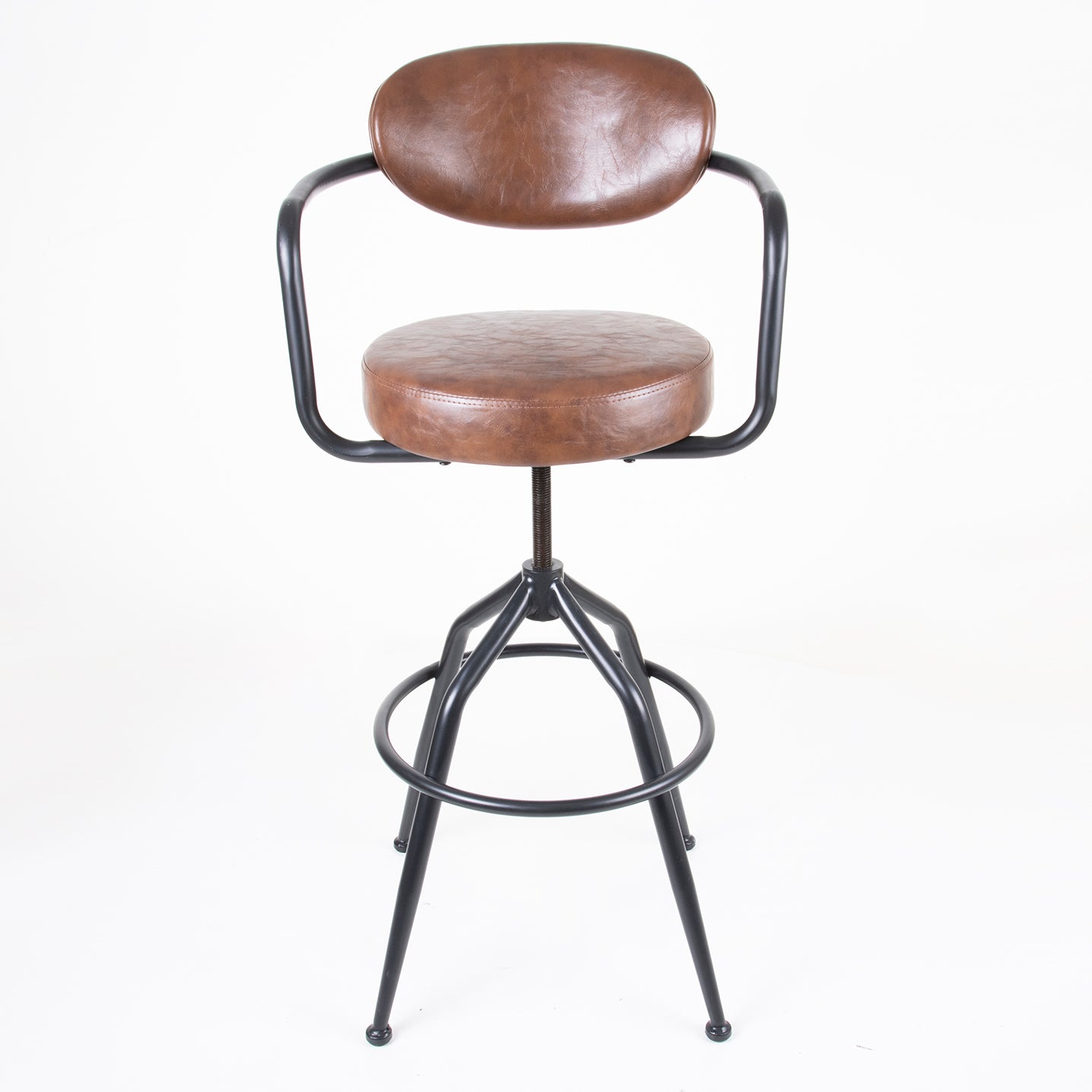 Set of 2 Rustic Bar Stool with Adjustable Seat