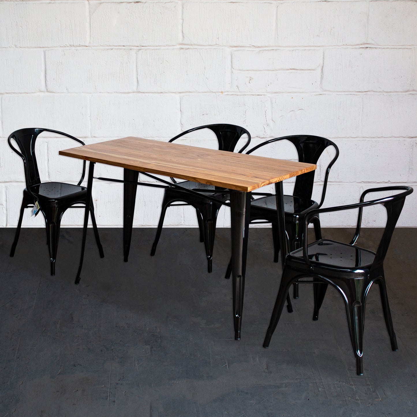5PC Prato Table & 4 Forli Chairs Set - Black