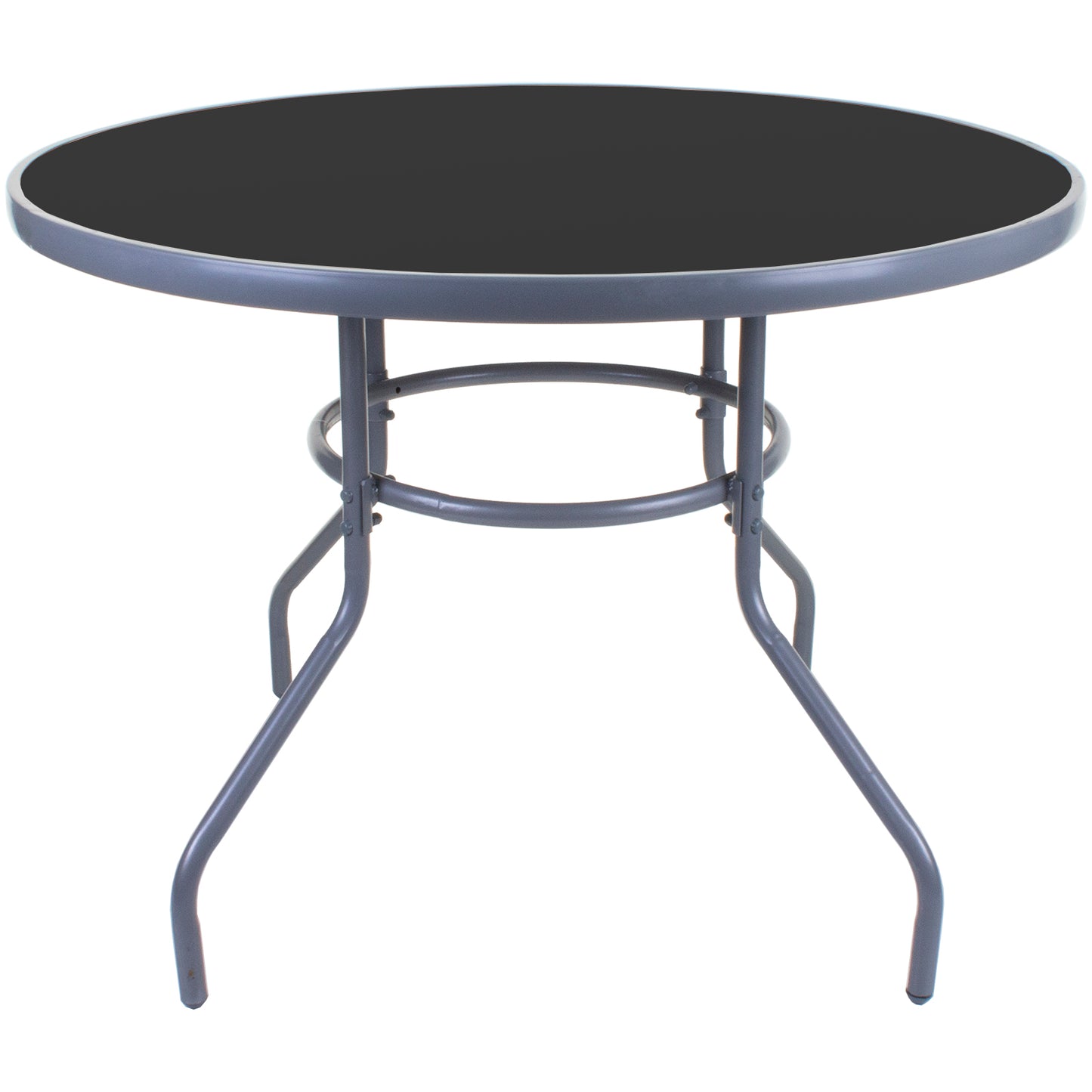 100cm Round Grey Glass Table
