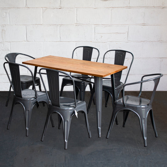 7PC Prato Table, 2 Forli & 4 Siena Chairs Set - Graphite Grey