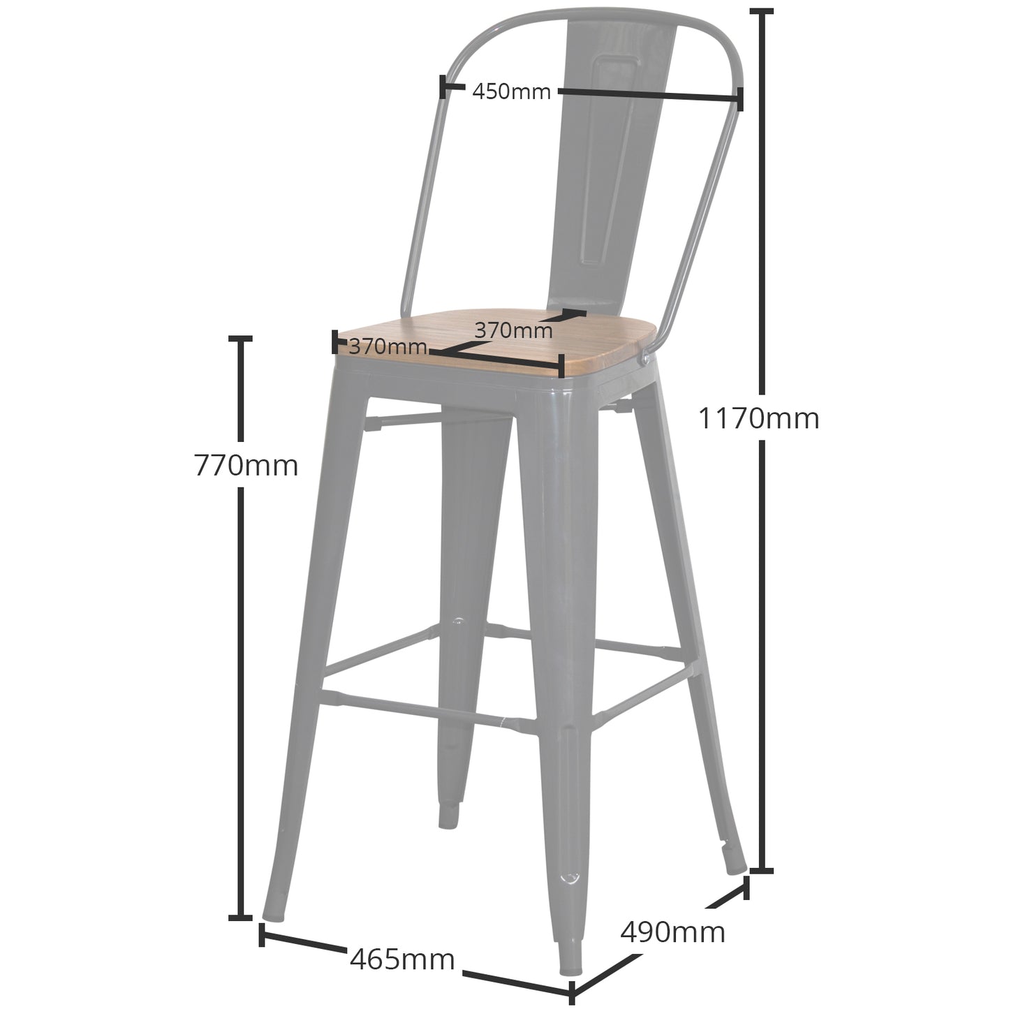 3PC Lodi Table & Soranzo Bar Stool Set - Graphite Grey
